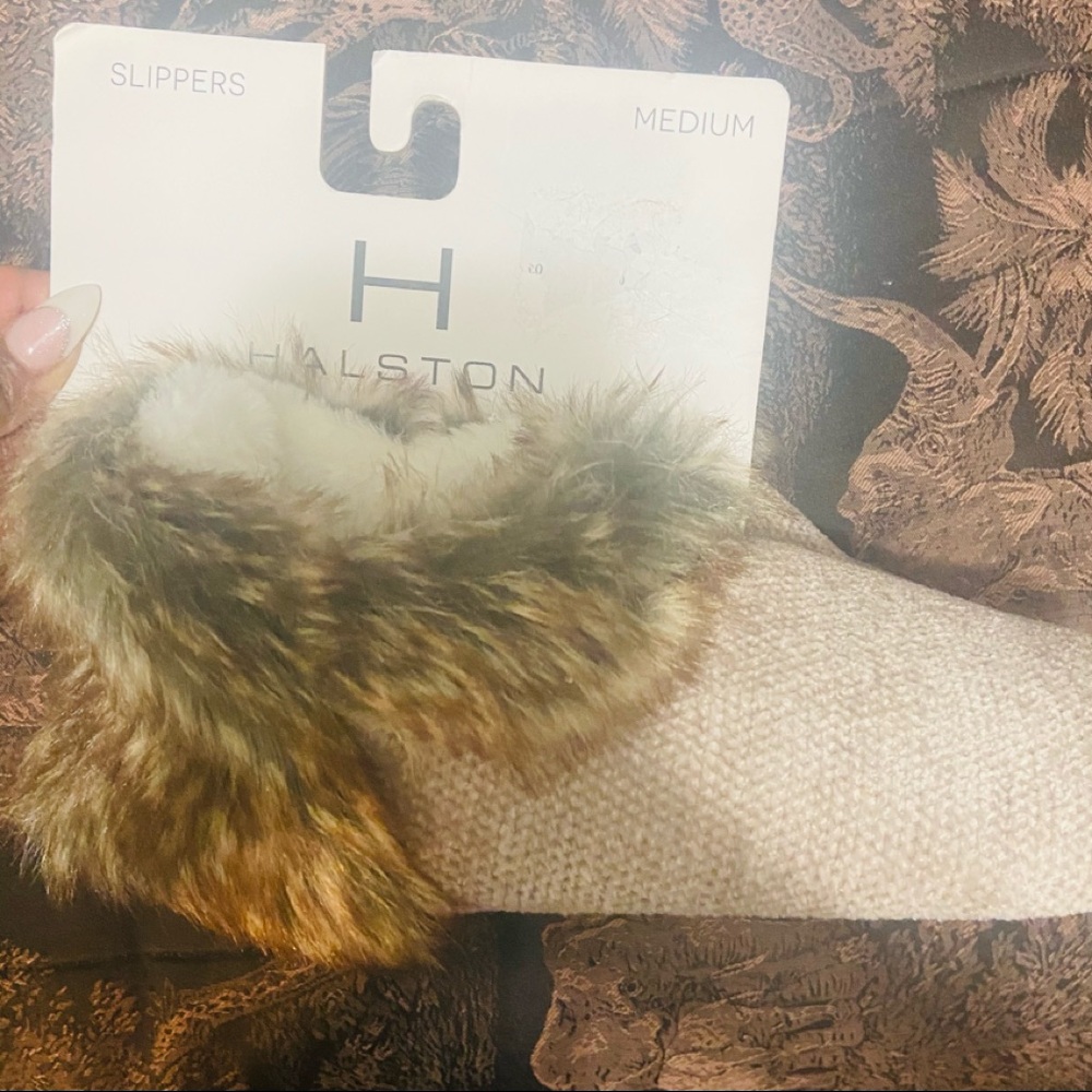 Halston Faux Fur Slippers